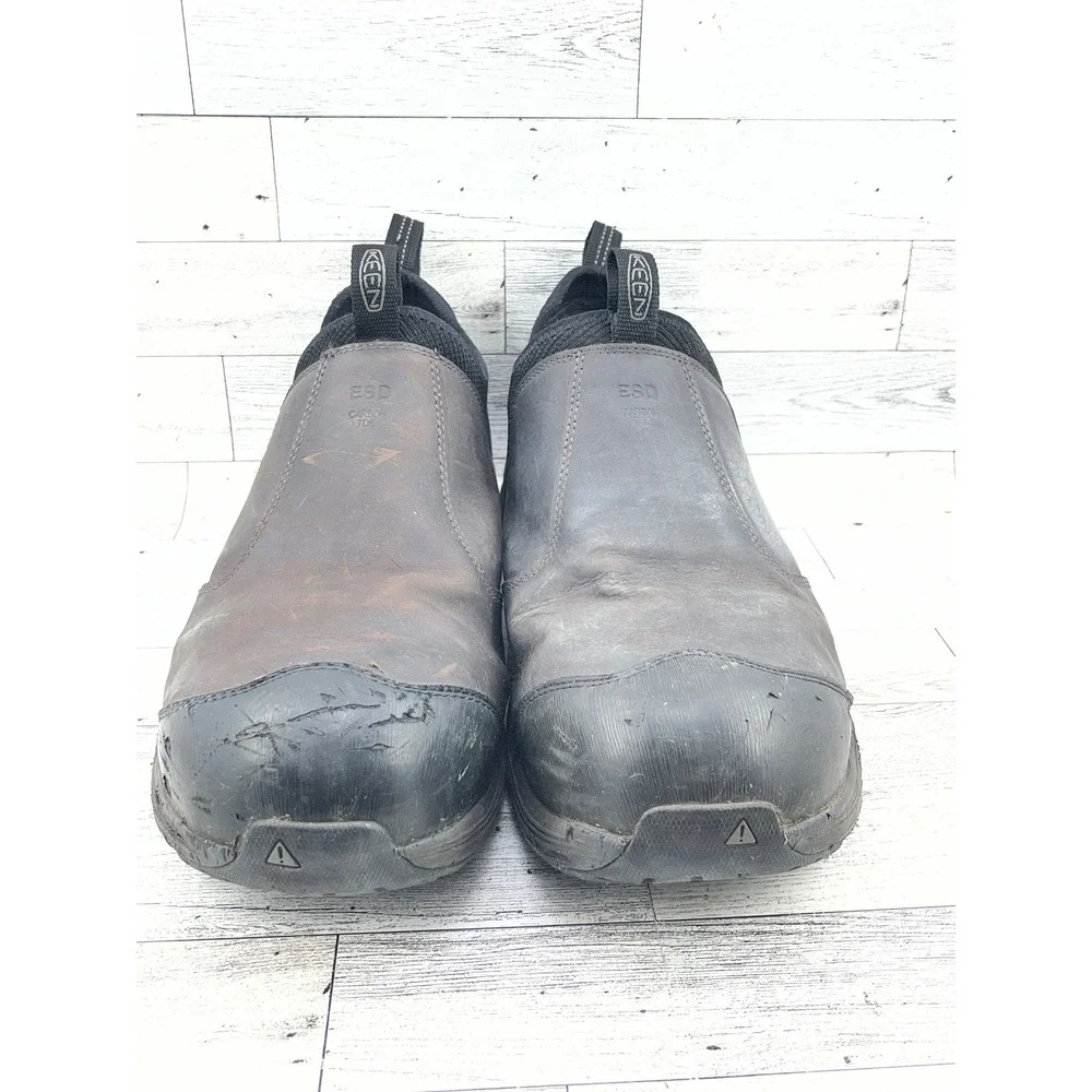 KEEN Mens Slip On ESD Work Shoes Size 13 EE Black Leather‎ Safety Toe